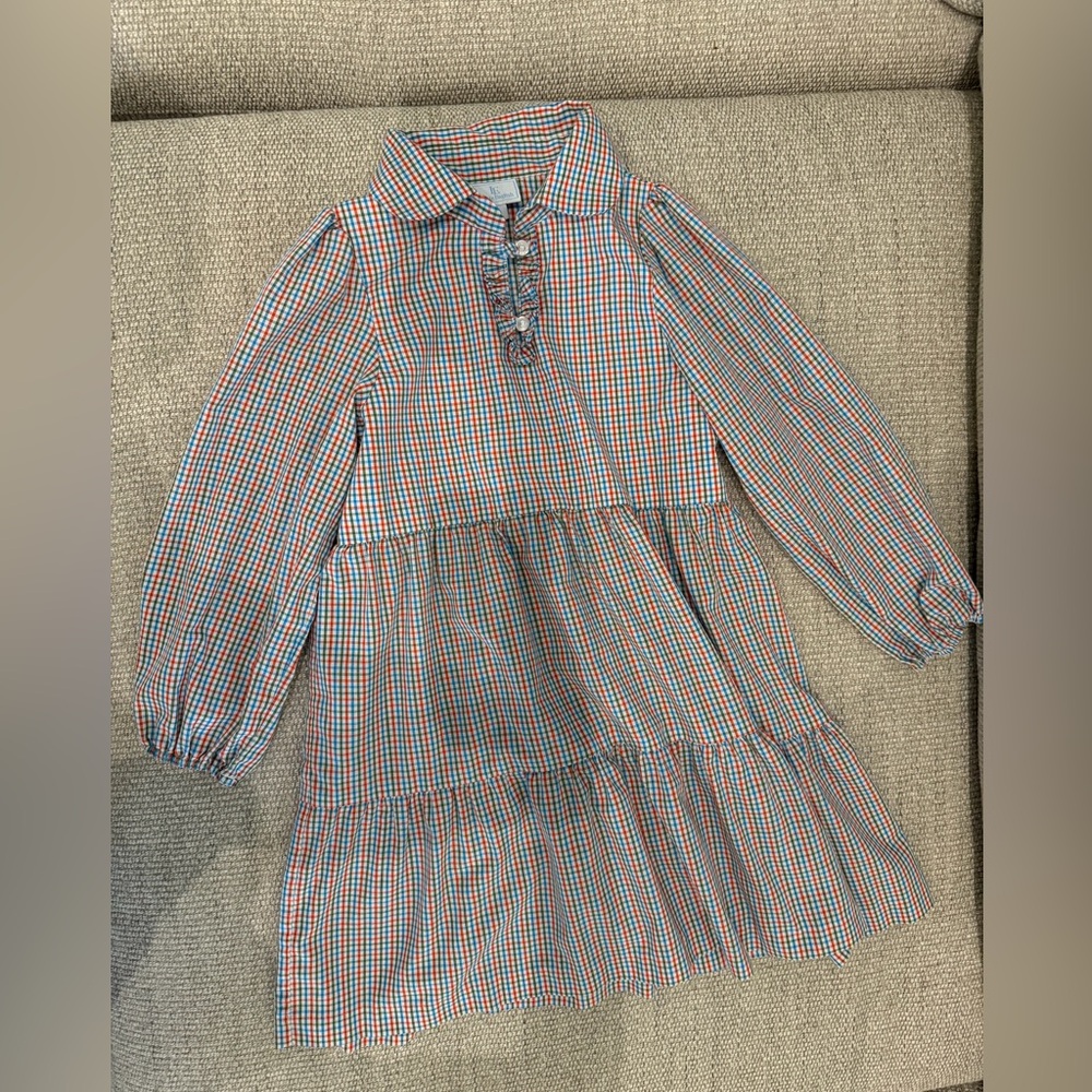 Little English Multi-Color Plaid Tiered Long-Sleeve Dress
